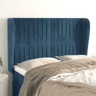 vidaXL Vidaxl - Cabecero Con Orejas De Terciopelo Azul Oscuro 147x23x118/128 Cm
