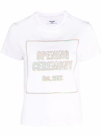 Opening Ceremony box logo-print T-shirt - women - Cotton/Cotton - M - White