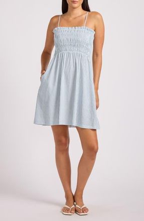 Seafolly Beach Club Linen Blend Cover-Up Dress in Powder Blue at Nordstrom, Size X-Large