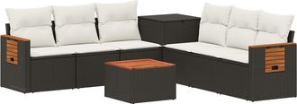 vidaXL Juego De Sof&aacute; 8 Uds. Negro Y Blanco Crema Vidaxl