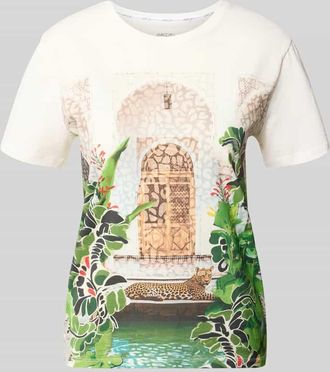 Marc Cain Regular Fit T-Shirt mit Allover-Motiv-Print in Weiss, Gr&ouml;&szlig;e 34