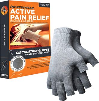 Incrediwear Fingerless Circulation Gloves Arthritis Gloves, Grey