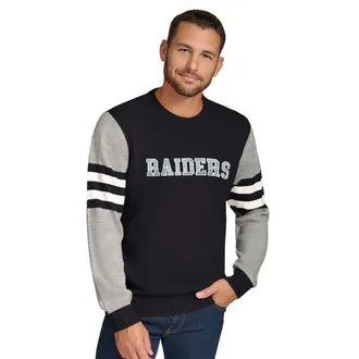 Tommy Hilfiger Mens Tommy Hilfiger Black/Heather Gray Las Vegas Raiders Acrylic Crewneck Pullover Sweatshirt at Nordstrom, Size Xx-Large