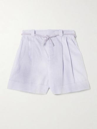 Zimmermann Shorts In Lino Con Cintura Luna - Viola