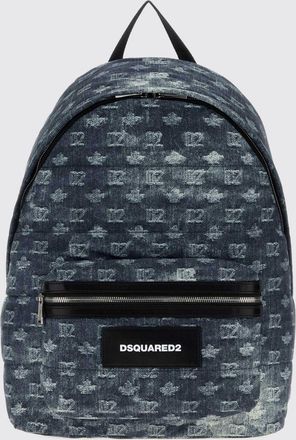 Dsquared2 D2 Denim Backpack with Embroidered Logo and External Pocket