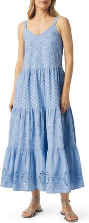Splendid Wynona Eyelet Cotton Midi Dress in Steel Blue at Nordstrom, Size X-Large