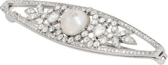 Bespoke platinum, diamond & pearl brooch