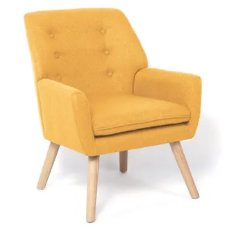 IDMarket Idmarket - Poltrona Scandinava In Tessuto Giallo Senape Nat
