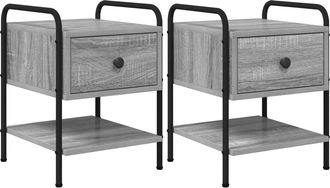 vidaXL Mesa De Noche 2 Uds. Sonoma Gris Madera De Ingenier&iacute;a Vidaxl