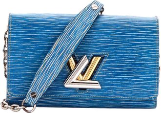 Louis Vuitton Blue Epi Leather Twist Chain Wallet (Authentic Pre-Loved)