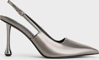 Charles & Keith Metallic Sculptural-Heel Pointed-Toe Pumps