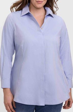 Foxcroft Cici Non-Iron Tunic Blouse in Blue Wave at Nordstrom, Size 14W