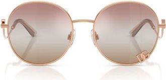 Dolce & Gabbana 56mm Gradient Round Sunglasses in Rose Gold /Pink Brown at Nordstrom