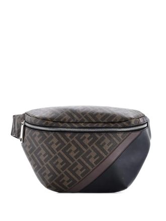 Fendi Zip Zucca Coated Canvas and Leather belt bag - Black