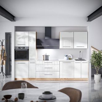 Vicco Mueble De Cocina Fame-line, Blanco Alto Brillo/roble Dorado, 310 Cm, Et Antracita, Vicco
