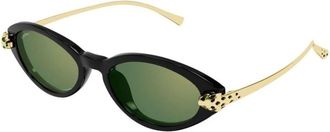 Cartier Panth&egrave;re Zonnebrillen - Dames - Zonnebrillen - Zwart - 52 MM - Leer - Accessoires