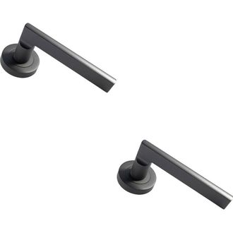 Loops 2x PAIR Straight Plinth Mounted Handle on Round Rose Concealed Fix Matt Bronze