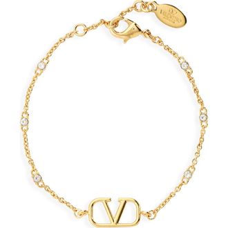 Valentino VLOGO Signature Swarovski Crystal Bracelet in Oro Crystal Gold Shade at Nordstrom