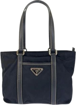 Prada Pre-owned Tote Bags, female, Blue, Size: ONE SIZE Pre-owned Nylon Tote Bag