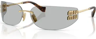 Miu Miu Womens Miu Sunglasses Grey-Gold Metal Eyewear - Grey/gold