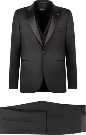 Tagliatore Stretch wollen driedelig pak - Heren - Business pakken - Zwart - L - Wol - Kostuums