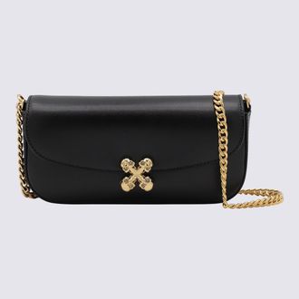 Alexander McQueen Black Leather Skull Flower Small Shoulder Bag