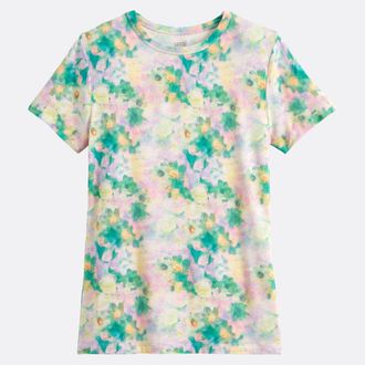 La Redoute Collections T-shirt met ronde hals en korte mouwen, bloemenprint