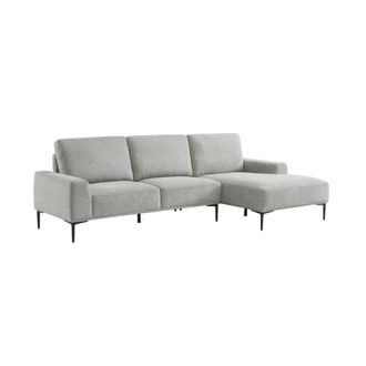 Sweeek Sof&aacute; de tela y metal con esquina derecha, 3 plazas, gris claro