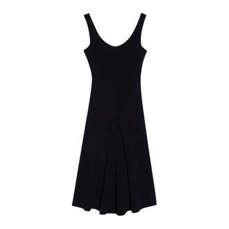 Ami Black Dress with Godets and Viscose - female - Ami Paris - Short Dresses - Black - M - Dresses