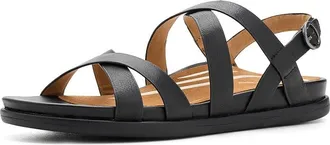 Aetrex Piper Adjustable Quarter Strap Sandals Womens Sandals Black : EU 41 (US Womens 10-10.5) M (B), Leather