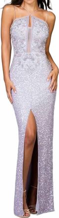 Scala Long Sequin Gown In Lavender