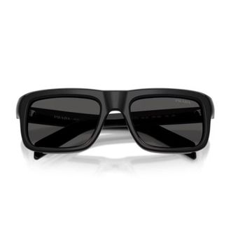 Prada Oversized Rectangular Black Acetate Sunglasses With Sculpted Frame