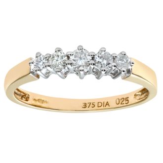 Diamant L'éternel 9ct geelgouden 0,25 ct diamanten ring met afgestudeerde eeuwigheid