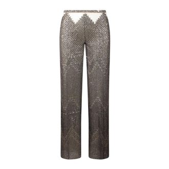 Circus Hotel Pailletten Flared Broek - Dames - Straight fit broeken - Veelkleurig - L - Pailletten - Broeken