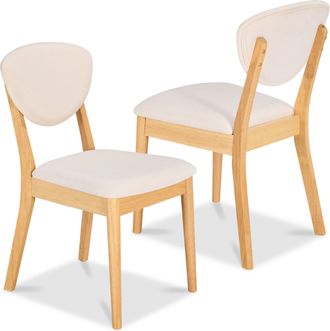 Best Choice Products 2-Piece Mid-Century Modern Wood & Upholstered Dining Chair Set