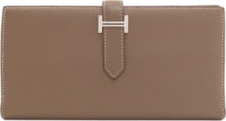 Herm&egrave;s Etoupe Gray Epsom Leather Long Wallet (Bi-Fold) (Pre-Owned)