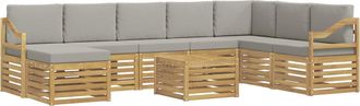 vidaXL Conjunto De Sof&aacute;s De Exterior 9 Uds. Blanco Y Gris Claro Vidaxl