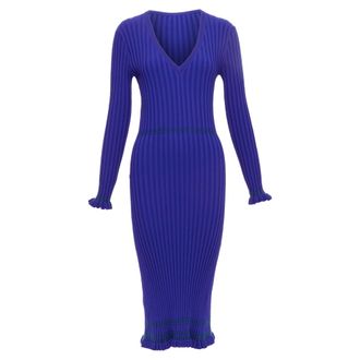 Altuzarra Topstitch Ribbed Bodycon V Neck Dress
