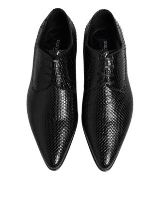 Dolce & Gabbana Mens Black Exotic Leather Lace Up Derby Shoes Python