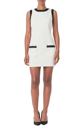 endless rose Contrast Satin Trim Minidress in Ivory at Nordstrom, Size Medium
