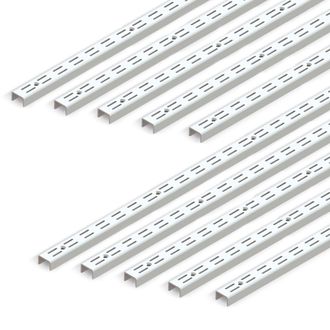 Emuca Emuca Lote De 10 Perfiles De Fijaci&oacute;n A Pared Jagmet De Ranura Doble Con Paso 32mm, Longitud 951mm, Acero, Pintado Blanco
