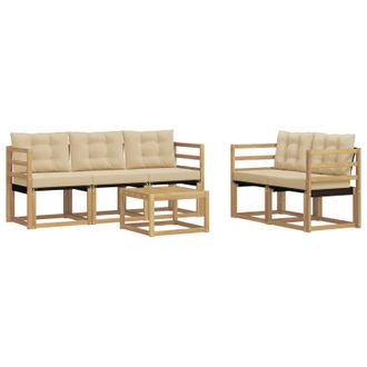 vidaXL Conjunto De Sof&aacute;s De Exterior Con Coj&iacute;n 6 Pcs Y Beige Vidaxl