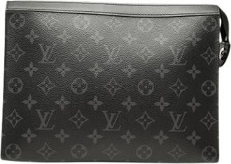 Louis Vuitton Pre-owned Monogram Eclipse Canvas Clutch - Dames - Vintage Clutch - Zwart - ONE Size - Leer - Vintage