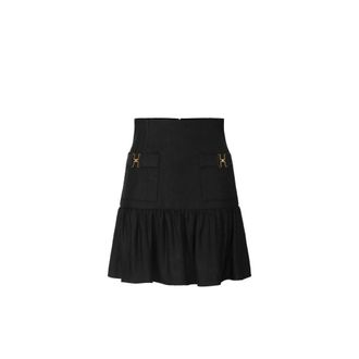 Elisabetta Franchi Linen-blend skirt with jewel details - female - Elisabetta Franchi - Short Skirts - Black - 2XL - Skirts