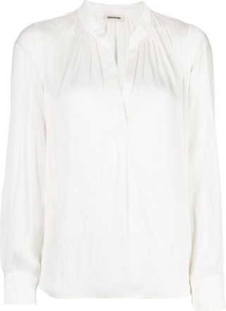 Zadig&Voltaire long-sleeve gathered-detail blouse - women - Polyester - L - White