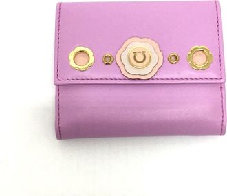 Ferragamo Purple Leather Wallet (Bi-Fold) (Pre-Owned)