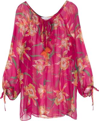 Dior 2000s floral-print blouse - women - Silk/Silk - 42 - Pink