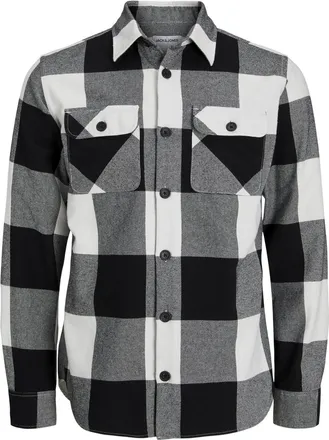 Jack & Jones Jack And Jones Herenoverhemd met lange mouwen van flanel in buffalo-ruitmotief (Wit)