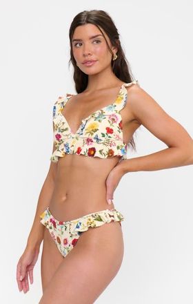 Show me your Mumu Rosemary Ruffle Bottom in French Floral Rib Scrunch at Nordstrom, Size X-Small