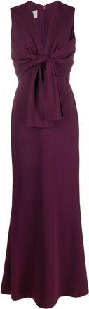 Elie Saab V-neck sleeveless dress - women - Viscose/Silk/Acetate/Elastane/Silk - 42 - Purple